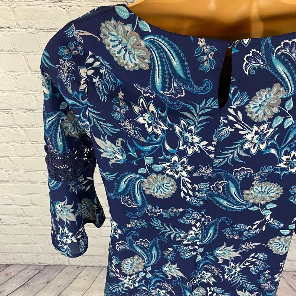 Luxology Blue Boho Floral  Paisley  Shift  Dress - Picture 6 of 8